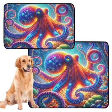 Imagem de Almofada para animais de estimação Twilight Polvo Brilhante Azul Reutilizável, Lavável, Tapete de Cão para Cachorros Bonitos, Impermeável, Absorventes, Almofadas de Treinamento para Penico, Pequeno x