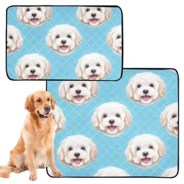 Imagem de TSENQUE Almofadas de xixi laváveis para cães de estimação com rostos de cachorro fofos, almofada de animal de estimação, reutilizável, impermeável, antiderrapante, absorvente para cães, pequeno pacote