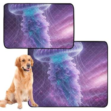 Imagem de Tapetes laváveis para animais de estimação, à prova d'água, tapete de cercadinho para cães, água-viva, roxo, espaço reutilizável, tapete absorvente, pequeno x pacote com 3
