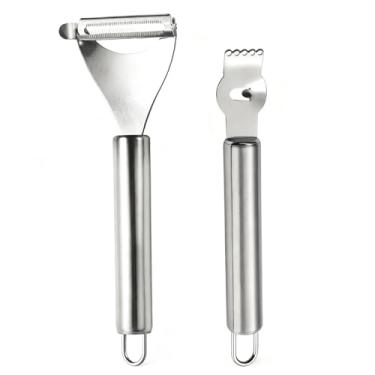 Imagem de YAFIYGI 2 peças de descascador de limão e raspador de frutas cítricas para coquetéis e cozinha, fatiador multifuncional de laranja com barra de faca de canal, suporte de limonada, acessório de