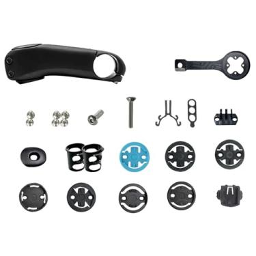 Imagem de Mesa de guidão para bicicleta de estrada -12° fixa/ajustável -17°/-7° com calço de ângulo, fibra de carbono T1000, abraçadeira de guidão de 31,8 mm, suporte para GPS/ciclocomputador.(90mm)