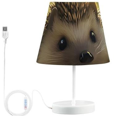 Imagem de TSENQUE Candeeiro de mesa moderno USB de grama de ouriço fofo lâmpadas de cabeceira brilhantes LED para mesinhas noturnas, lâmpadas reguláveis de quarto de crianças estéticas