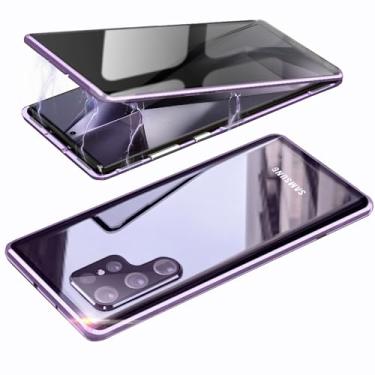 Imagem de Capa de privacidade magnética para Samsung S24 Ultra, protetor de tela antiespião, dupla face, vidro temperado de metal, proteção antiespião, capa de telefone de 360 graus para Samsung Galaxy S 24