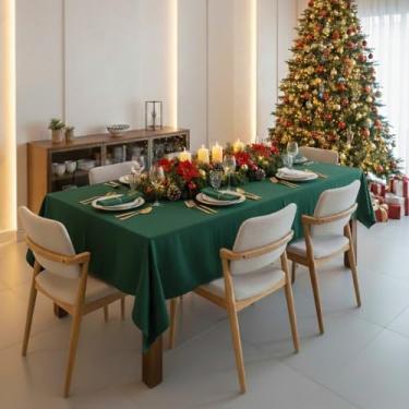 Imagem de Este conjunto de toalha de mesa de duas peças mede 2,00 x 1,40 metros e é feito de tecido Oxford premium com bordas reforçadas(Verde Bandeira)