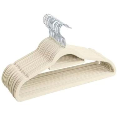 Imagem de Kit 50 Cabides Reforçados de Veludo Slim Adulto Antideslizante BEGE