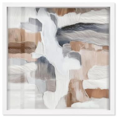 Imagem de Arte de parede minimalista Earthy Art I Shadowbox da Art Remedy, moldura branca, 43 x 43 cm