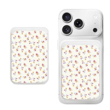 Imagem de Suporte magnético para iPhone, carteira fina de couro PU, capa para cartão, capa traseira para cartão, acessório de telefone fofo