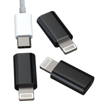 Imagem de Kefiany Adaptador USB C para Lightning (pacote com 3) Cabo de carregamento fêmea tipo C para iPhone 14 13 12 Pro Max MFI certificado conector de alimentação do carregador para iPad Pro, adaptador de