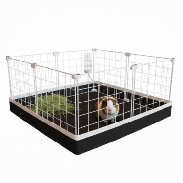 Imagem de Cercado para Porquinho da Índia 60x60cm Aramado Branco com Bandeja Hig