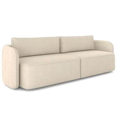 Imagem de Sofá 3 Lugares Sala Living Orgânico 220cm Oregon K01 Veludo Bege - Lyam Decor