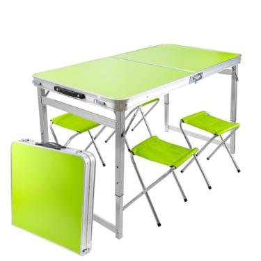 Imagem de JOYFOX Mesa Dobrável Joyfox com Altura Ajustável + 4 Cadeiras – Mesa Portátil de Camping, Churrasco e Viagem, Estrutura em Alumínio Reforçado, Compacta e Resistente