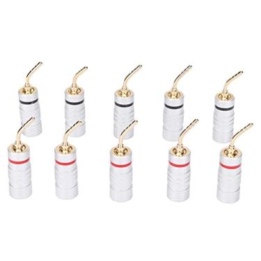 Imagem de Akozon 10pcs Plugues de Banana Tipo Agulha Banhados a Ouro 24K para Conectores de Fio de Alto-falante - Compatíveis Com 10-20 AWG, Ideais para Home Theater e Sistemas de áudio