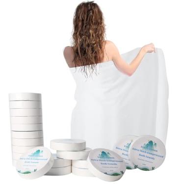 Imagem de Cvwjz Pacote com 20 toalhas de banho comprimidas descartáveis para viagem, toalhas de viagem portáteis extragrandesas grandes compactadas para acampamento, esportes, caminhadas, praia, natação, férias