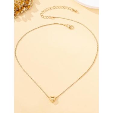 Imagem de Um colar com pingente feminino, pingente em forma de coração, joia simples e versátil, adequado para uso diário e presente, presente de dia dos namorados, dourado