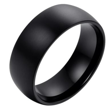 Imagem de Anel Preto Masculino Feminino De Titânio 8mm Aliança Compromisso Namoro Noivado Aço Cirúrgico Hipoalergênico Anatômico Luxo Elegante Design Minimalista Resistente Não Escurece Resistente a Riscos Presente Marido Namorado Esposa Namorada Aniversário Natal Black Confort Acabamento Polido (14)