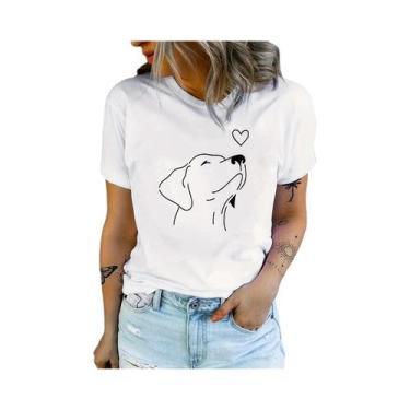 Imagem de Camiseta Esportiva Feminina Com Estampa De Cachorro, Gola Redonda, Man