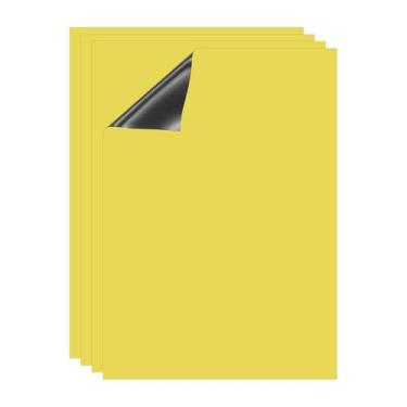 Imagem de PATIKIL Quadro apagável a seco, pacote com 4 ímãs A4, quadro branco, calendário de geladeira, quadro magnético, material de escritório para casa, cozinha, geladeira, mesa, parede, amarelo