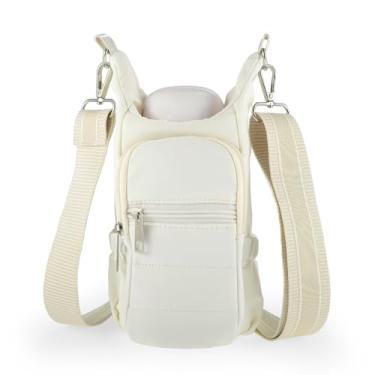 Imagem de CAPASTEC Bolsa de transporte para garrafa de água, suporte de garrafa de água com alça ajustável, para caminhadas, ciclismo, bege