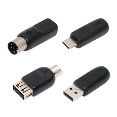 Imagem de Cablecc 4 peças/lote Tipo-A Tipo-C USB 2.0 USB-C para teclado PS2 de 6 pinos PS/2 mouse macho para adaptador fêmea Mini-Din