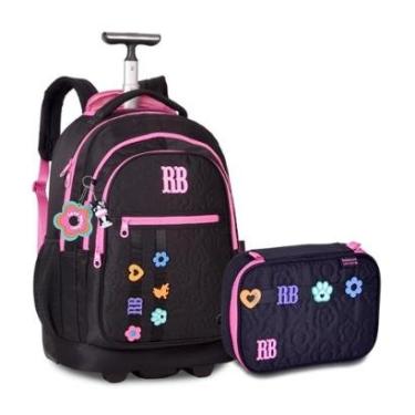 Imagem de Kit Escolar Mochila Carrinho com Estojo Box Rebecca Bonbon-Feminino