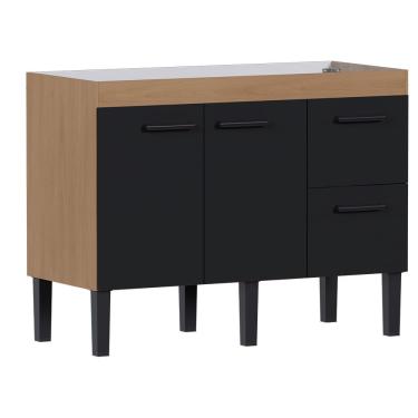 Imagem de Gabinete Madeira Sabia 1,14 Metros Jequitibá Preto Para Pia 120m - P103607 - Cozimax