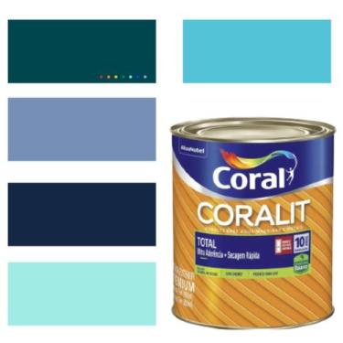 Imagem de Tinta Esmalte Sintético Base Água Cor Azul 800ml Coral Coralit Total Z