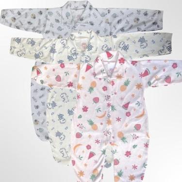 Imagem de Conforto Garantido 3 Macacão Bebe Manga Longa RN Estampado - Jolen Bab