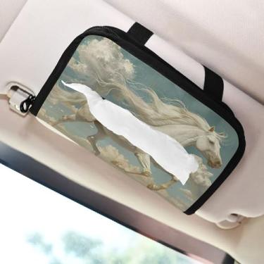 Imagem de SEHANY Suporte de lenços de carro Majestic Horse, caixa de lenços para carro, viseira solar, porta-guardanapos retangular, dispensador de máscara de carro, caixa de lenços de papel para automóveis