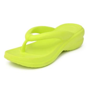 Imagem de Sandália Feminina Nuvem Ortopédica Plataforma em EVA, Chinelo Anatômico Antiderrapante com Palmilha Amortecida, Salto 5cm, Verde Lima (Verde, BR, Adulto, Faixa Numérico, 37, 38)