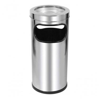 Imagem de Cinzeiro Lixeira Em Aço Inox Com Aro Inox 22l