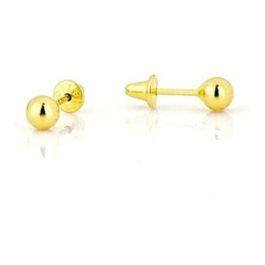 Imagem de Brinco Infantil De Bola 2,5mm Recém Nascido Bebê Ouro 18k - Aea Joias,