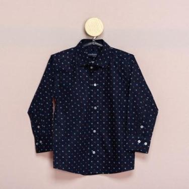 Imagem de Camisa Social Infantil Masculina Maga Longa Estampada Botões-Masculino