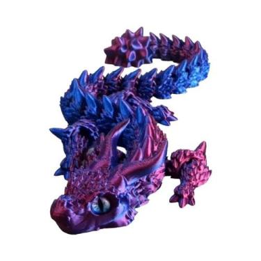 Imagem de Dragão Mágico Articulado Impresso Em 3D, Ornamento De Mesa Rotativo E 