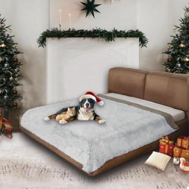 Imagem de Snugglesinto Capa de cama de cachorro impermeável, cobertor macio de pelúcia para animais de estimação com parte traseira antiderrapante para cama, sofá, protetor de móveis para cães e gatos pequenos