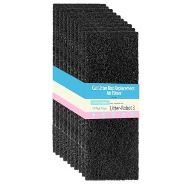 Imagem de LOSUIN Pacote com 10 filtros de carbono compatíveis com robô de areia 3, filtro de substituição para caixa de areia para gatos, mantenha sua casa limpa e fresca, 8,9 cm x 25,4 cm x 0,5 cm