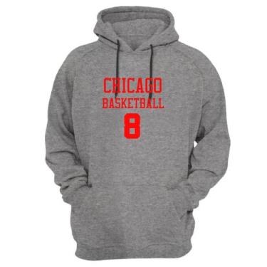 Imagem de Blusa Moletom Capuz Basquete Chicago Basketball número 8 - Loja Click 