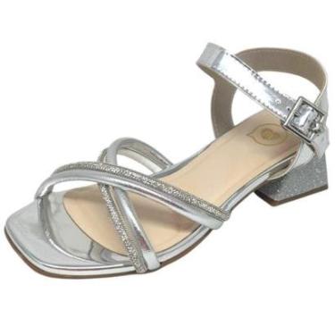 Imagem de Sandália Infantil Menina Salto Strass Elegante Molekinha-Feminino