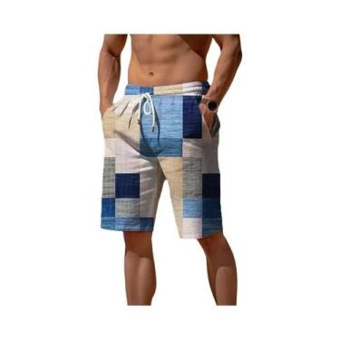 Imagem de Bermuda De Praia Masculina Com Estampa De Plumas Em Gradiente Colorido