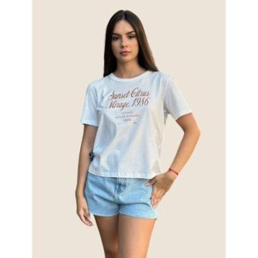Imagem de Camiseta Feminina Estampada Sunset Citrus Mirage Colcci Cor:;Tamanho:PP-Feminino