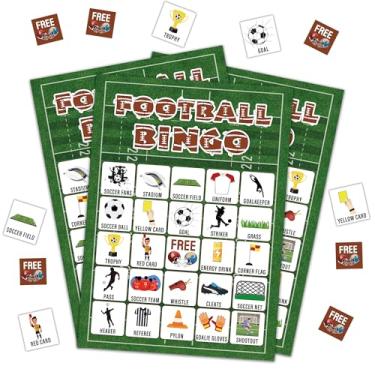 Imagem de DRWJPAT Jogo de bingo de futebol, jogos de festa de Páscoa feliz para adultos, cartões de jogo de bingo de coelho fofo para atividades de amigos em família em grupo grande, suprimentos de decoração de