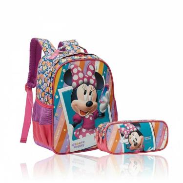 Imagem de Mochila Costas Escolar Infantil + Estojo Duplo Minnie Mouse