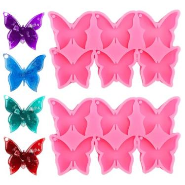 Imagem de 2 moldes de silicone de borboleta, lindos moldes de fundição de resina epóxi em forma de borboleta para chaveiro, brinco, colar, pingente de broche, artesanato, faça você mesmo, decoração de exibição