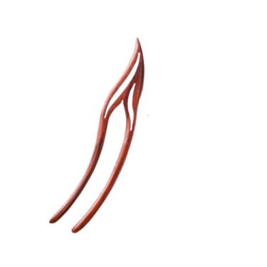 Imagem de Garfos de cabelo de madeira em forma de U, grampos de cabelo feitos à mão, clipes criativos de estilo chinês para mulheres e meninas suporte de rabo de cavalo (vermelho)