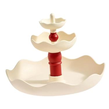 Imagem de Wzmzjy Suporte para Joias de 3 Níveis, Multifuncional E Decorativo, para Colares, Anéis, Brincos, Banheiro, Casamento, Creme