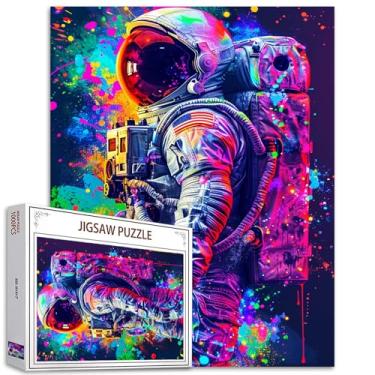 Imagem de Quebra-cabeça de astronauta graffiti 1000 peças para adultos, quebra-cabeça de astronauta para jogos desafiadores de atividades em família, colorido, faça você mesmo, quebra-cabeça da NASA para