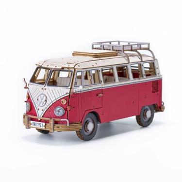 Imagem de wa-gu-mi Volkswagen Type 2 (T1) Camper Van – Red | Vintage 3D Wooden Puzzle | Official Licensed 1:18 Scale 3D Wooden Puzzle | Tool-Free | 392 Pieces | Display Model