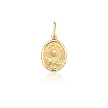 Imagem de Pingente Medalha Sagrado Coração De Jesus Ouro Puro 18k P23 - MAEHLER 