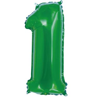 Imagem de BALAO METALIZADO C/CANUDO 16" VERDE NUMERO 1