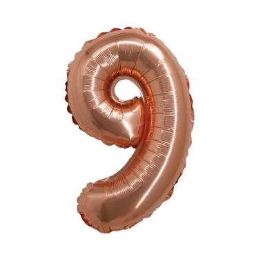 Imagem de BALAO METALIZADO C/CANUDO 16" ROSE GOLD NUMERO 9