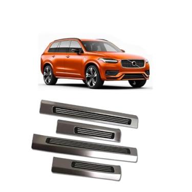 Imagem de GZBFTDH 4 peças de proteção de entrada de porta, para painéis Volvo XC90 XC-90 2016-2023 2025 2026 placa de proteção de painéis, acessórios de capa protetora de peitoril de porta de carro de aço